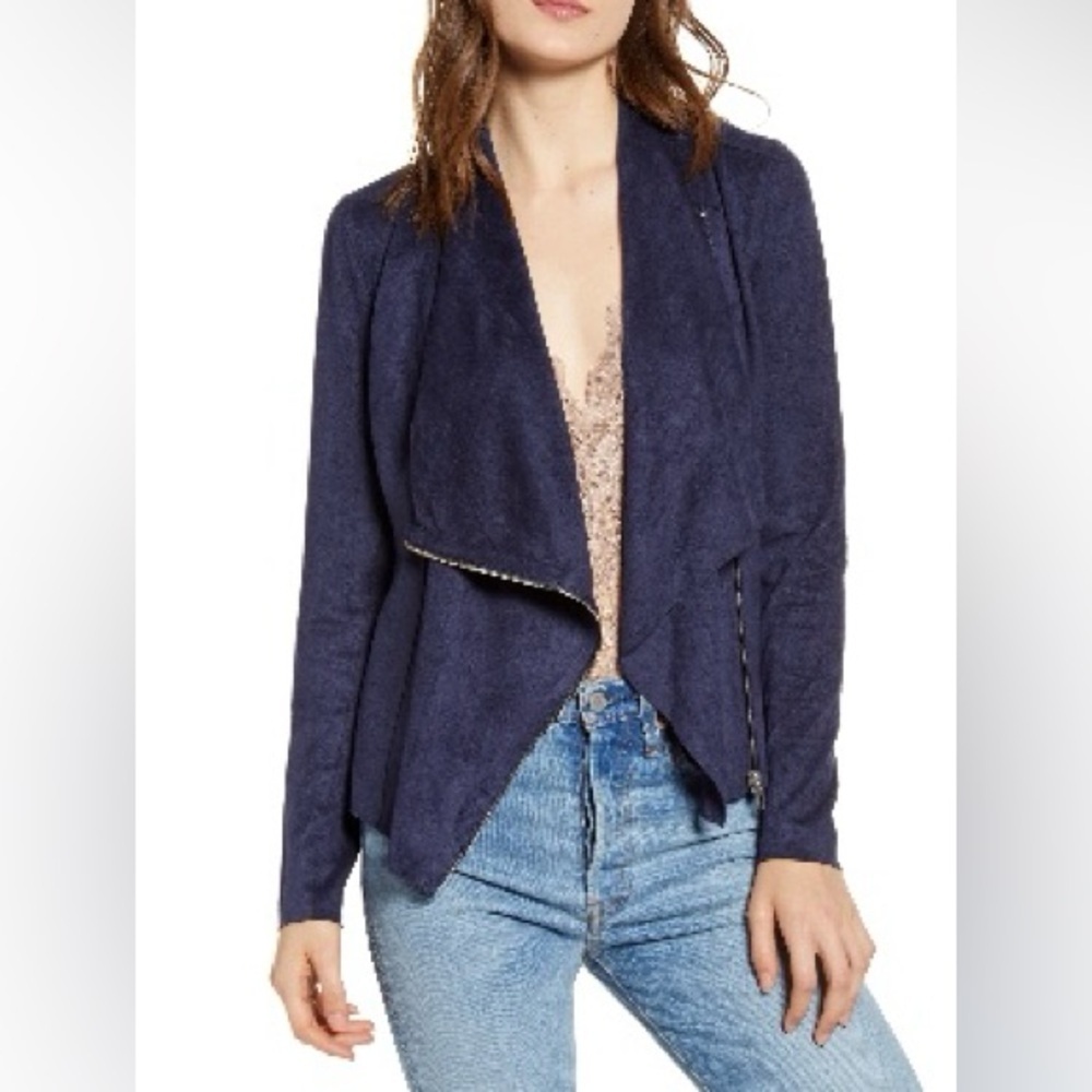 BLANKNYC-Drape Front Faux Suede Jacket
